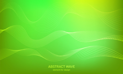 Abstract wave element for design. Digital frequency track equalizer. Stylized line art background. Colorful shiny wave with lines created using blend tool. Curved wavy line, smooth stripe Vector