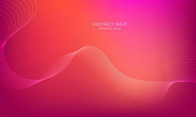 Abstract wave element for design. Digital frequency track equalizer. Stylized line art background. Colorful shiny wave with lines created using blend tool. Curved wavy line, smooth stripe Vector