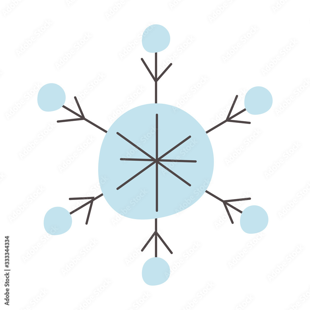 Wall mural christmas snowflake doodle style icon