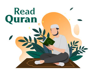 Moslem Family Reading The Quran