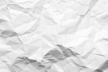 White crumpled paper texture background. Clean white paper. Top view.	