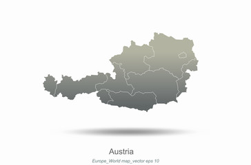 austria map. europe map. european countries vector map with gray gradient.. 