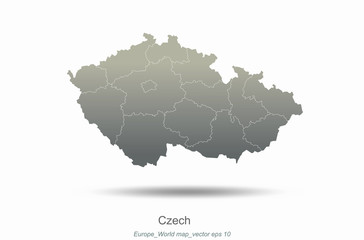 czech map. europe map. european countries vector map with gray gradient.. 