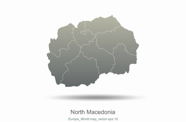 north macedonia map. europe map. european countries vector map with gray gradient.. 