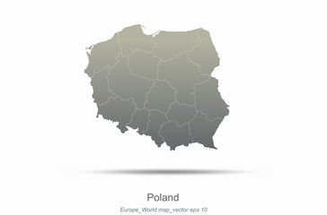 poland map. europe map. european countries vector map with gray gradient.. 