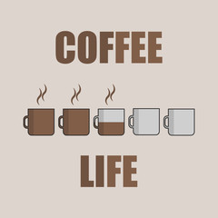 Coffee Life level. Flat style illustration. 