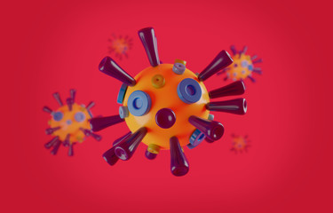 Colorful Virus Toy Covid-19 Magenta Background