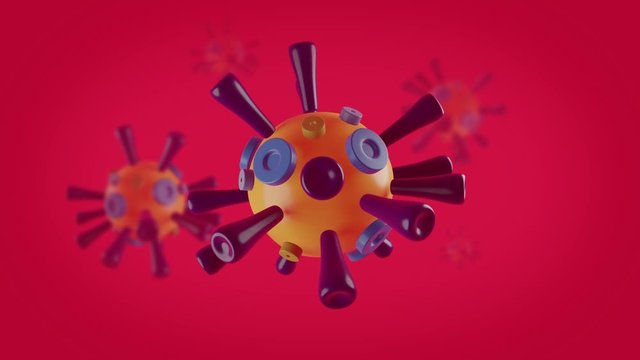 Colorful Virus Toy Covid-19 3D Illustration Animated with Magenta Background