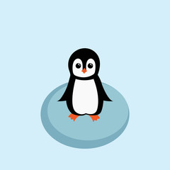 Card cute cartoon penguin. Vector illustration.