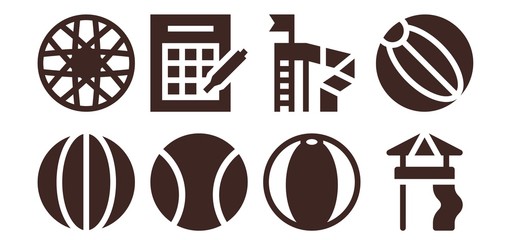 Modern Simple Set of recreational Vector filled Icons