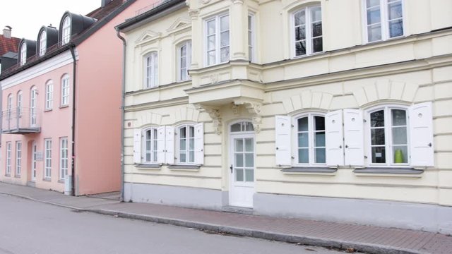 german city freising antique building car passing