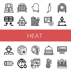 heat simple icons set