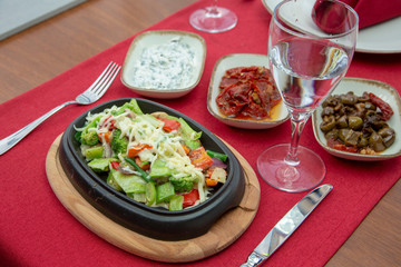 Spring salad from early vegetables,