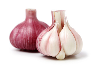 Fresh young garlic isolated on white background