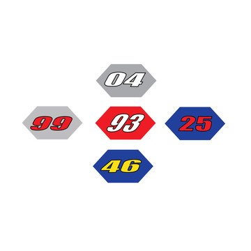  number symbols, famous racers. vector design
