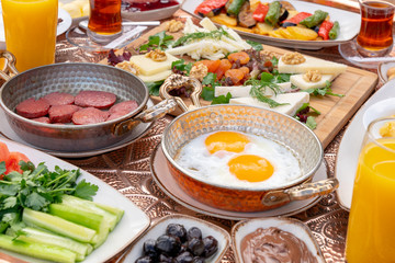 Fototapeta na wymiar Trukish breakfast from turkish cuisine