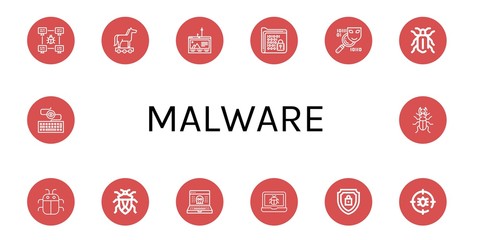 malware simple icons set