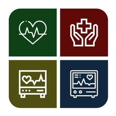 electrocardiogram simple icons set