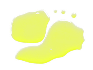 Water on white background. Spilled water puddle isolated on white background. Texture of spilled water.