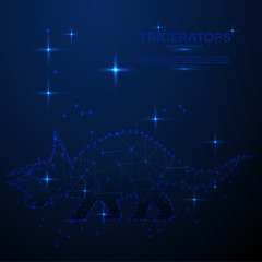 Abstract Triceratops in the space, low poly style design