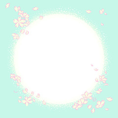 Hand drawn vector background and frame design with sakura cherry blossom flower. 