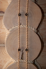 Electrical wiring in a wooden house.