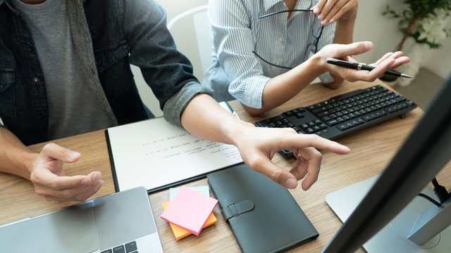Team of programmers working together development Website design and coding technologies in a software develop company office, Coworkers Team concept