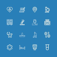 Editable 16 hospital icons for web and mobile