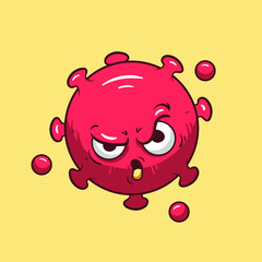corona virus covid-19 mascot cartoon character vector illustration