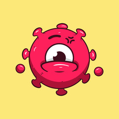 corona virus covid-19 mascot cartoon character vector illustration