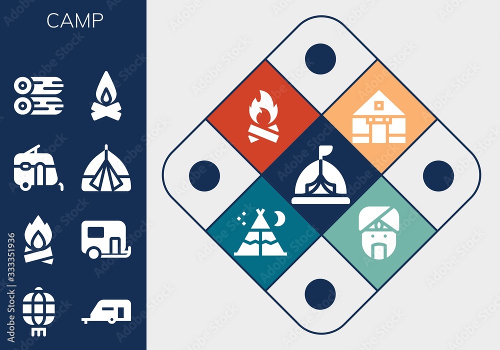 Wall mural camp icon set