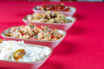 various appetizers from turkish cuisine