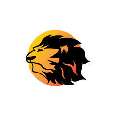 Sun lion head logo illustration of a simple vector design