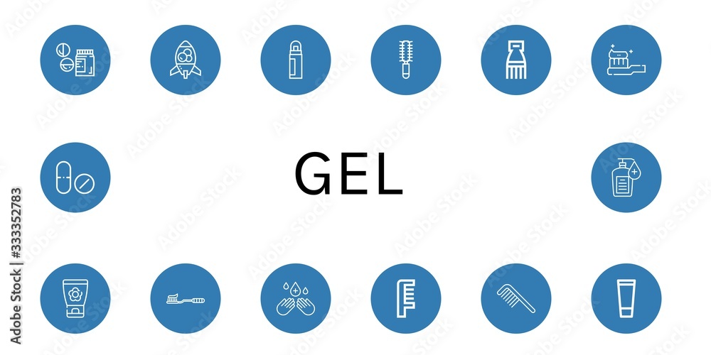 Wall mural gel simple icons set