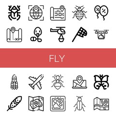 fly simple icons set