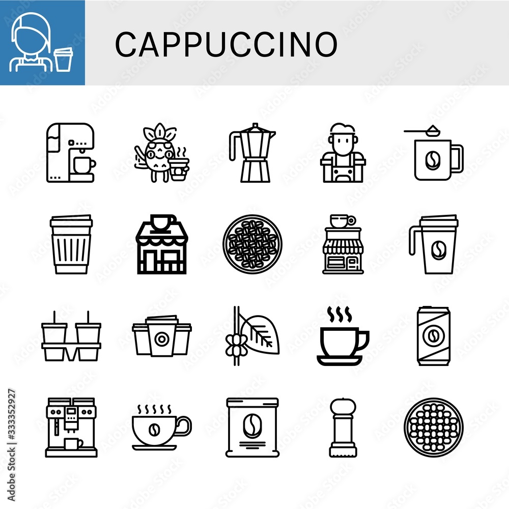 Wall mural Set of cappuccino icons