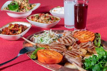 dinner menü with traditional drink raki 