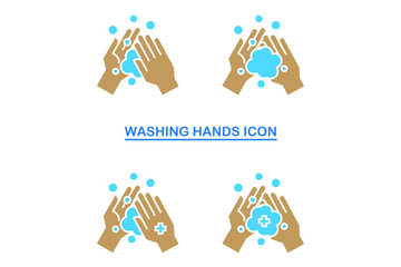 Washing hands icon set, clear of the corona virus.