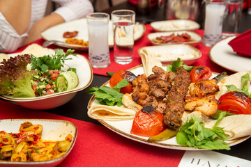 dinner menü with traditional drink raki 