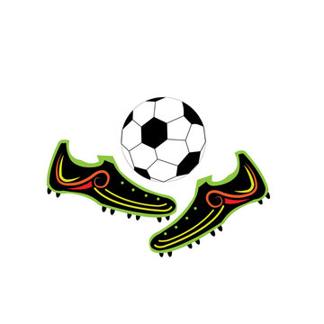 soccer ball and cleats on white clip art preview
