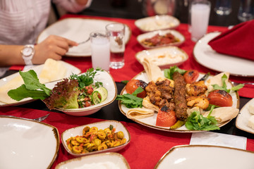 dinner menü with traditional drink raki 