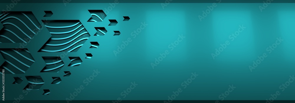 Wall mural trendy banner template or website headers with abstract geometric background. 3d rendering