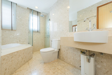 white toilet clean and simple bathroom
