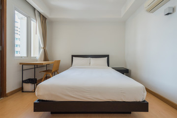 Modern peaceful Bedroom interior design in apartment.