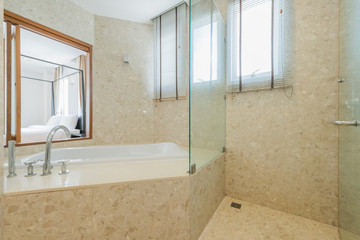 white toilet clean and simple bathroom