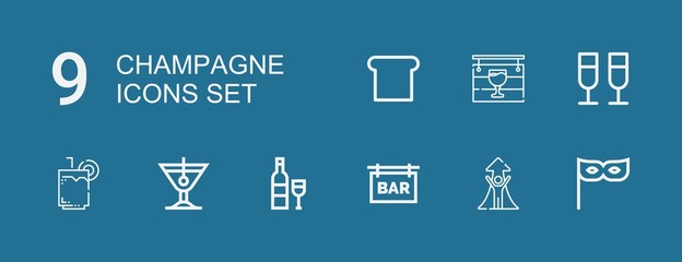 Editable 9 champagne icons for web and mobile