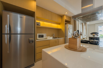 Modern kitchen interior with electric and microwave oven