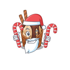Friendly coffee ice cream in Santa Cartoon character having candies