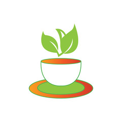 cup of green tea design color vector logo