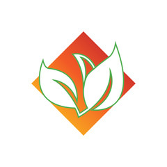 emblem tea leaf logo color illustration of vector design